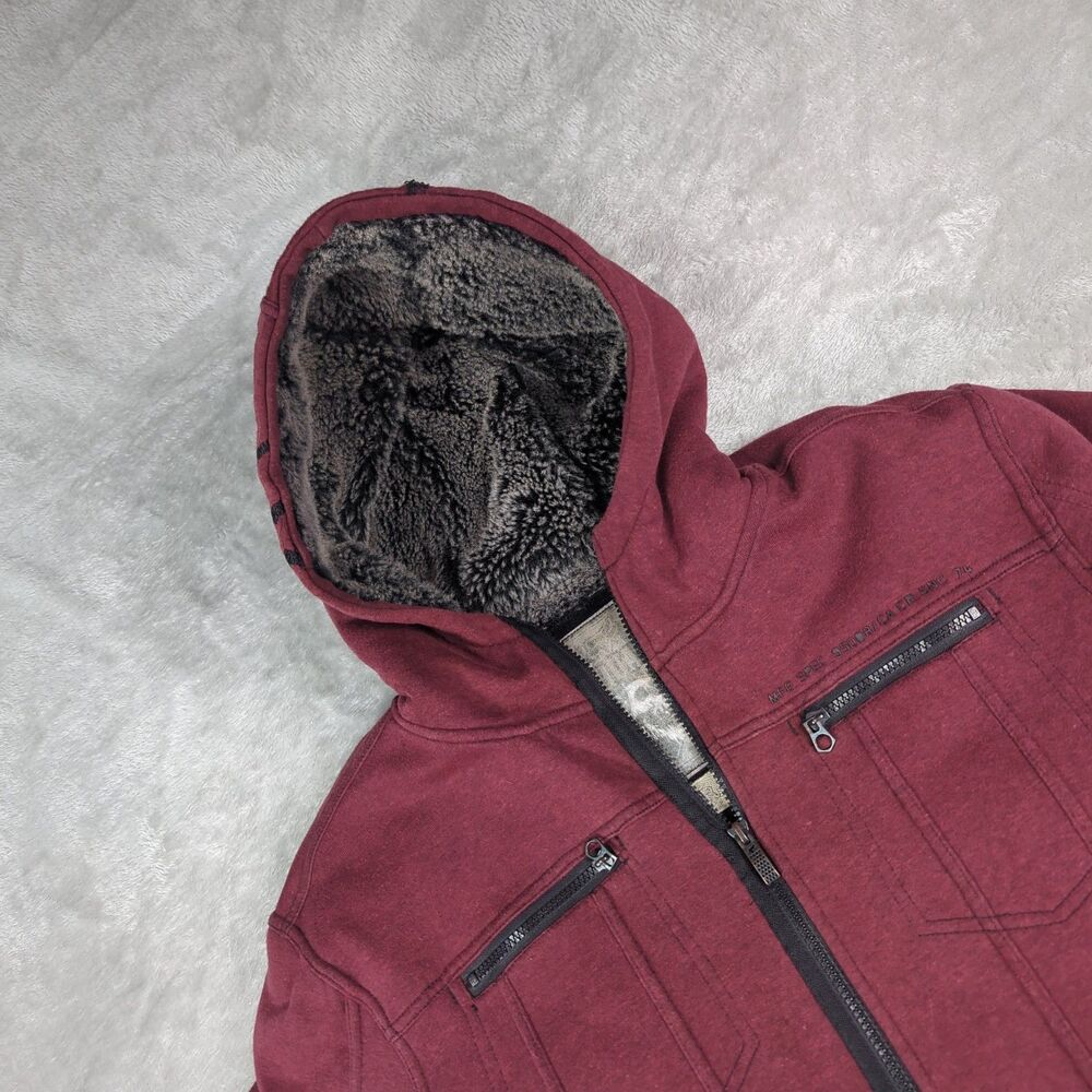 Fox Racing Sasquatch Sherpa Lined Zip Hoodie Jacket Burgundy Mens Large L